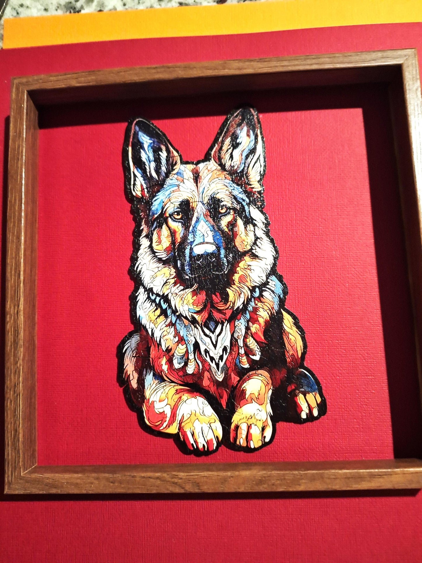 Wall Art Unique German Shepherd  Framed wooden puzzle picture of 8 X 8